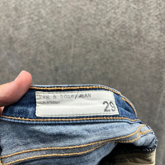 Rag & Bone Jeans Womens 29 Blue Distressed Skinny Denim Intermix Ripped USA - Picture 10 of 10